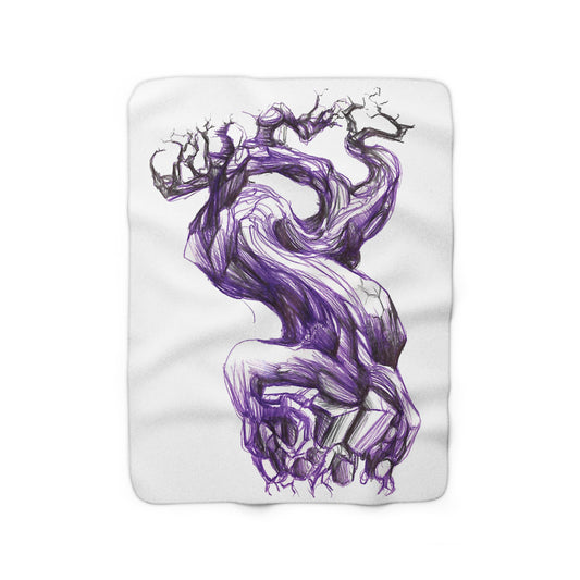 Liquid Ink Pen Art Tree Sherpa Fleece Blanket