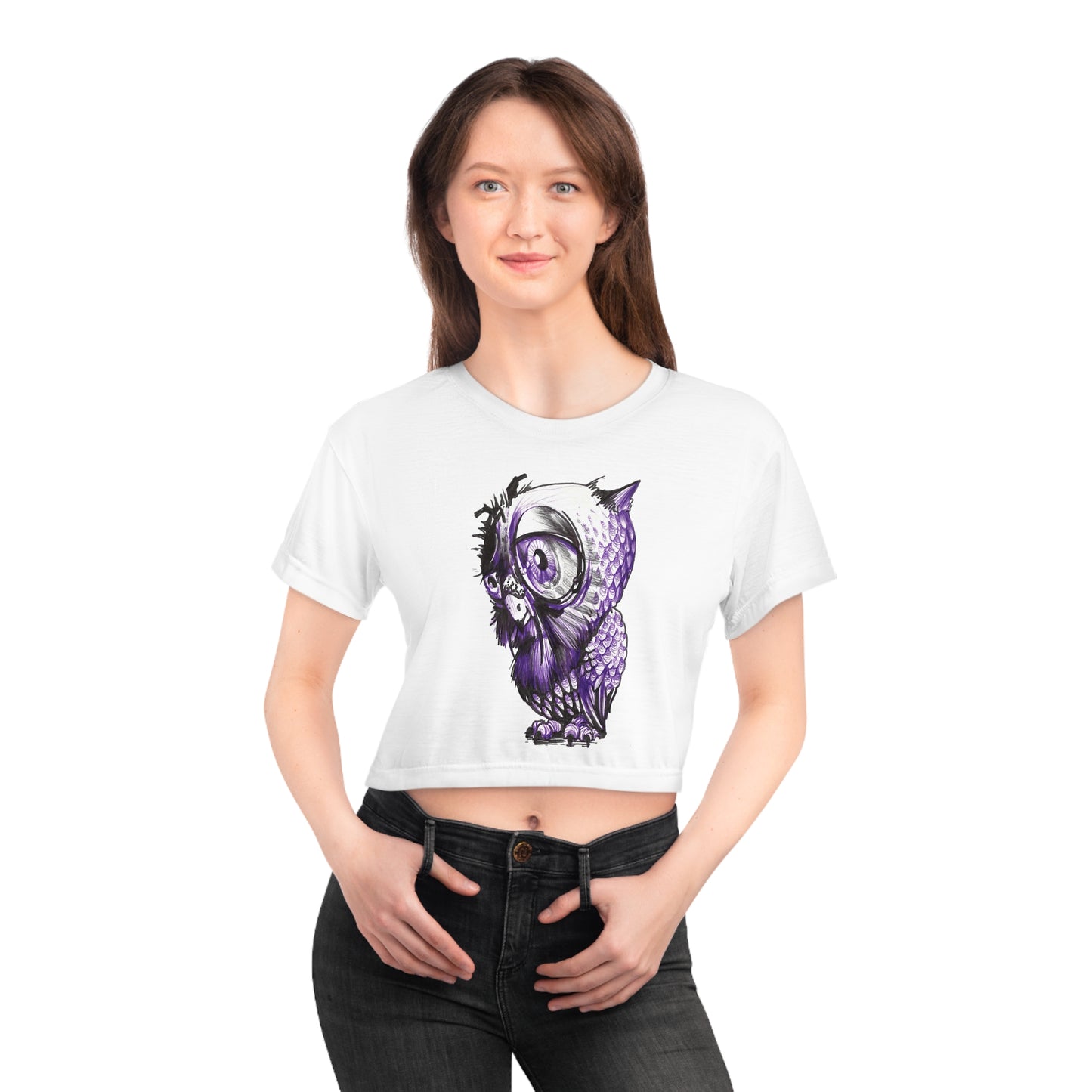 Liquid Ink Owl Crop Tee (AOP)