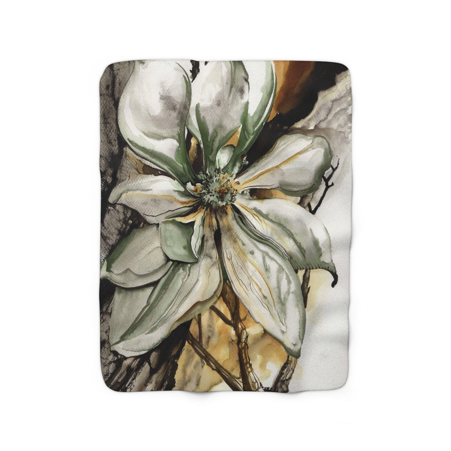 Liquid Flora Magnolia Sherpa Fleece Blanket