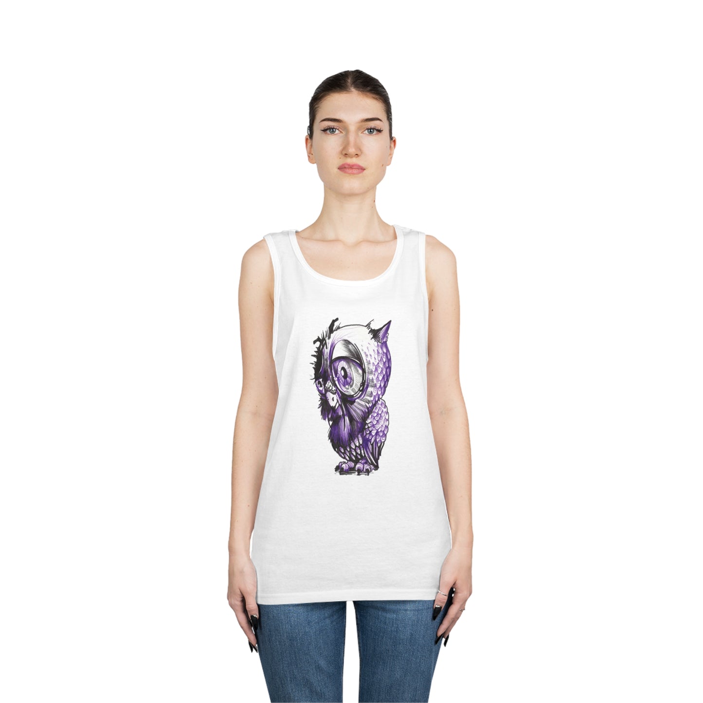 Liquid Ink Owl Unisex Heavy Cotton Tank Top Liquid Ink Owl