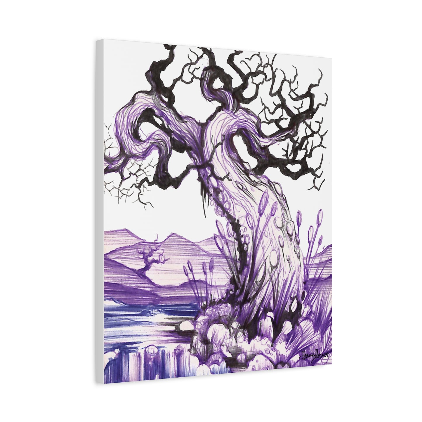 Liquid Ink Purple Tree Matte Canvas, Stretched, 1.25"