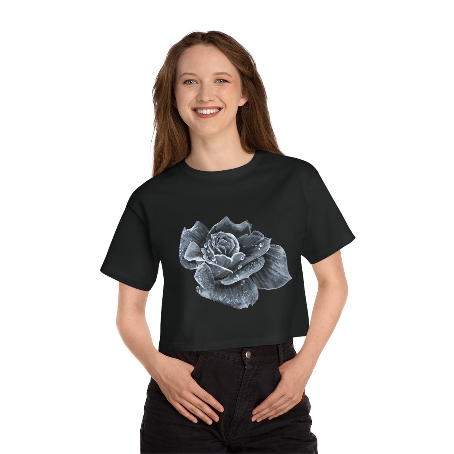 Liquid Flora Rose Champion Women's Heritage Cropped T-Shirt