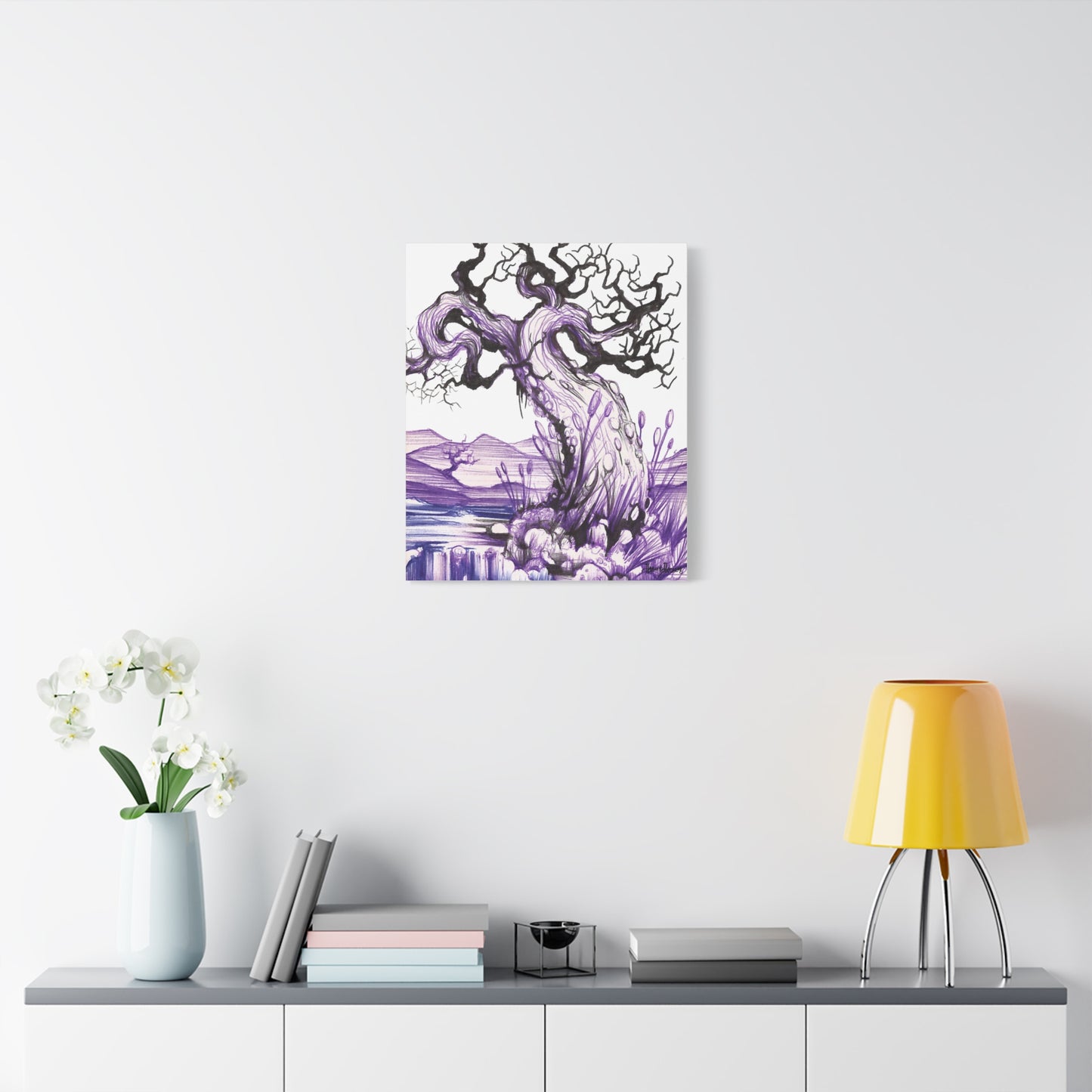 Liquid Ink Purple Tree Matte Canvas, Stretched, 1.25"