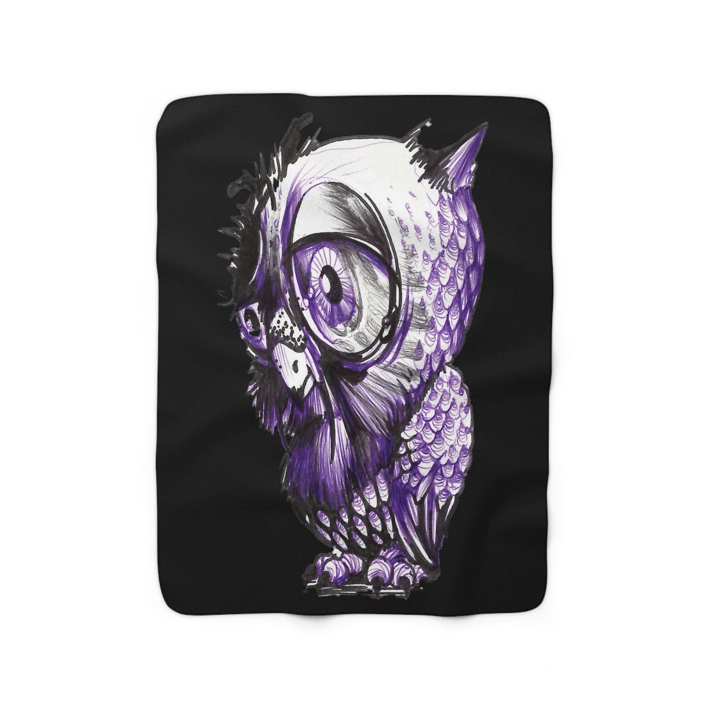 Liquid Ink Owl Sherpa Fleece Blanket