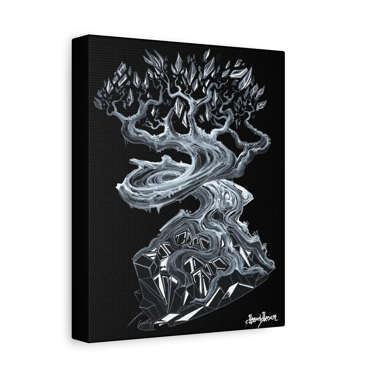 Liquid Trees Crystal Tree Matte Canvas, Stretched, 1.25" Black and White Crystal Tree