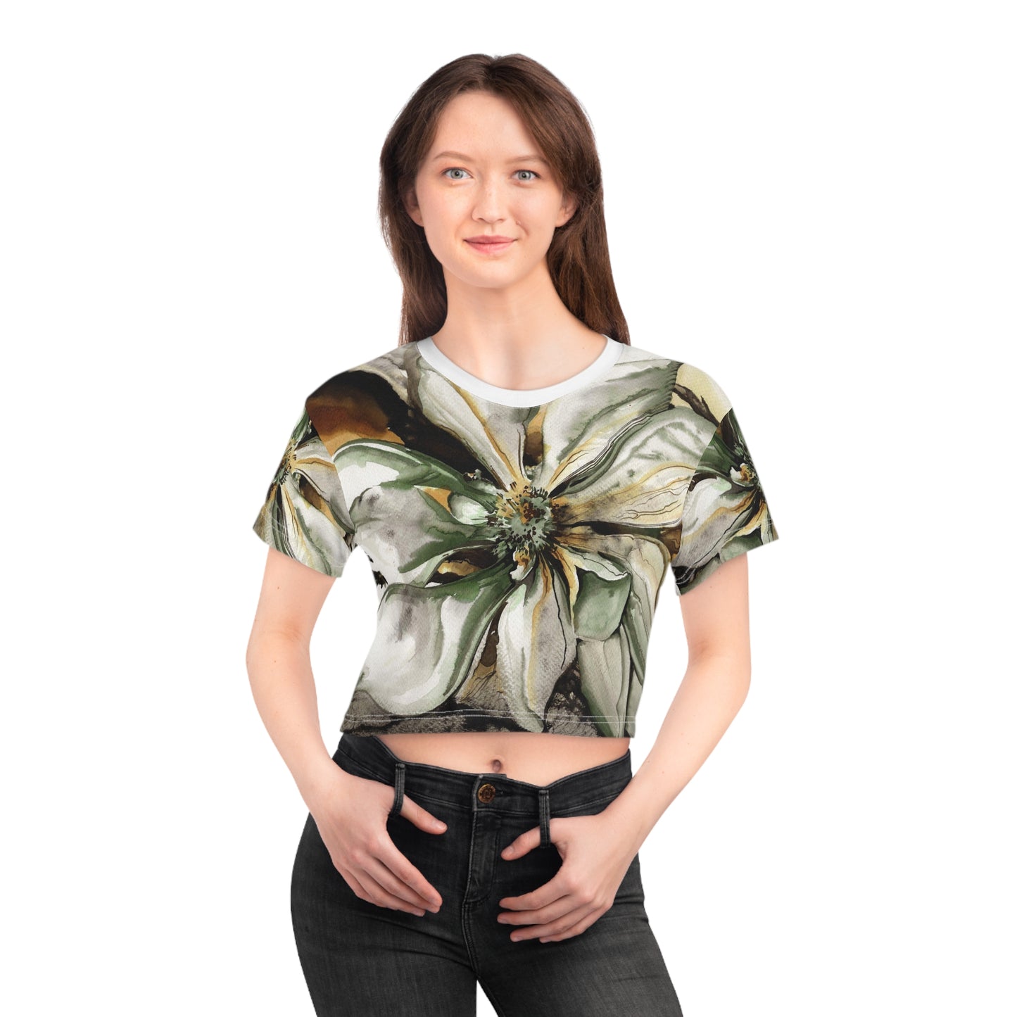 Liquid Flora Magnolia Crop Tee (AOP)