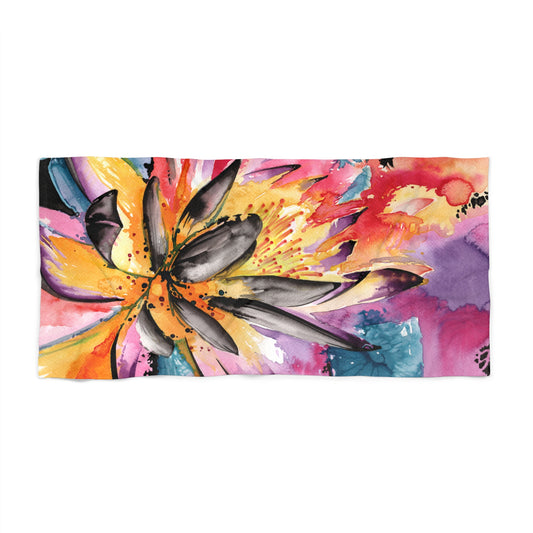 Liquid Flora Water Lily Beach Towel