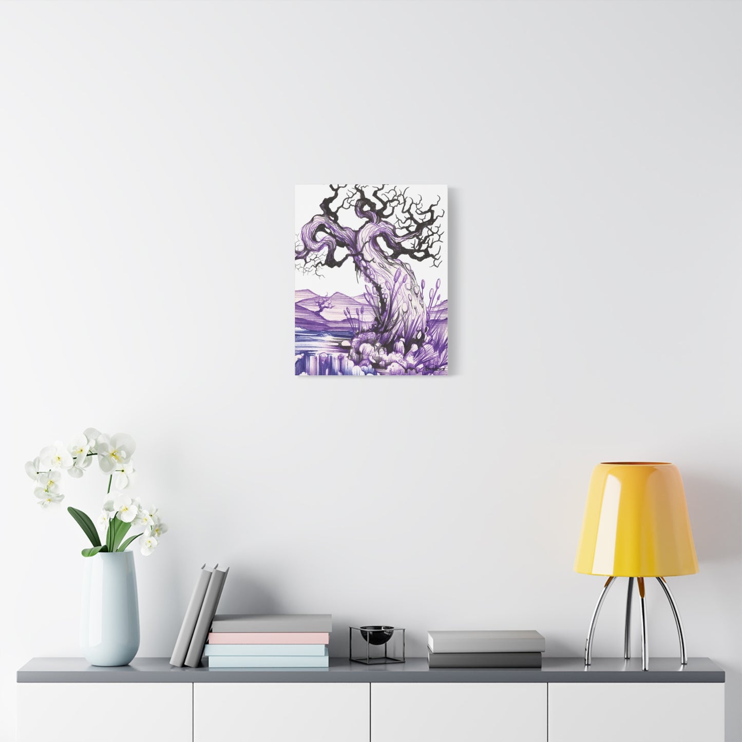 Liquid Ink Purple Tree Matte Canvas, Stretched, 1.25"