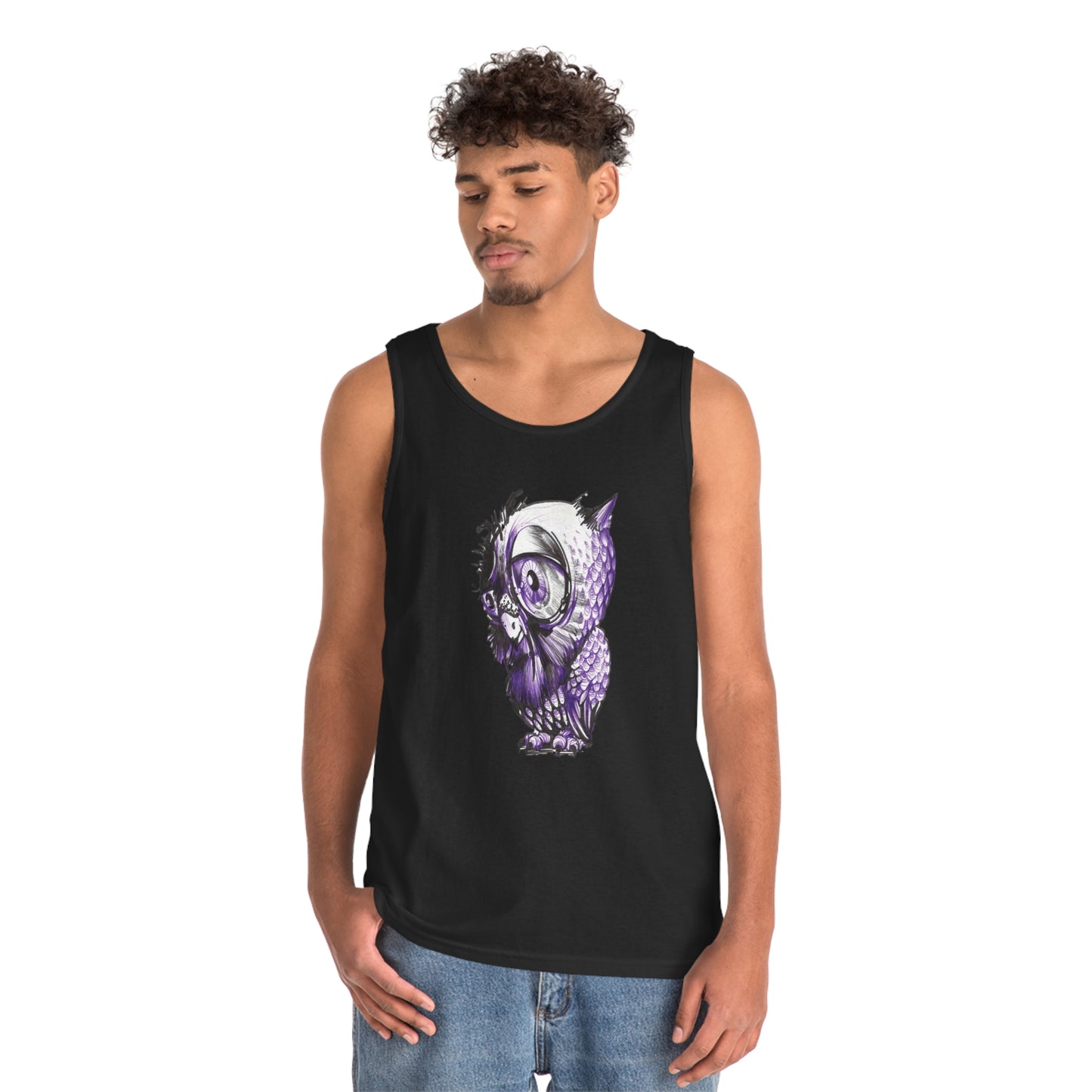 Liquid Ink Owl Unisex Heavy Cotton Tank Top Liquid Ink Owl