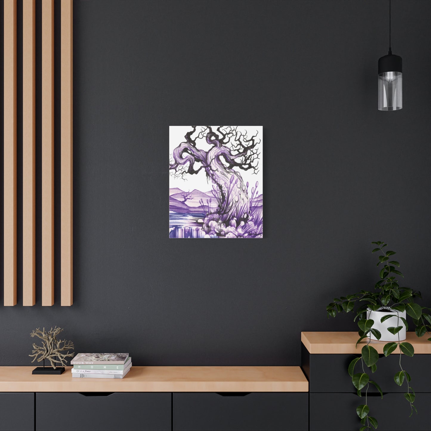 Liquid Ink Purple Tree Matte Canvas, Stretched, 1.25"