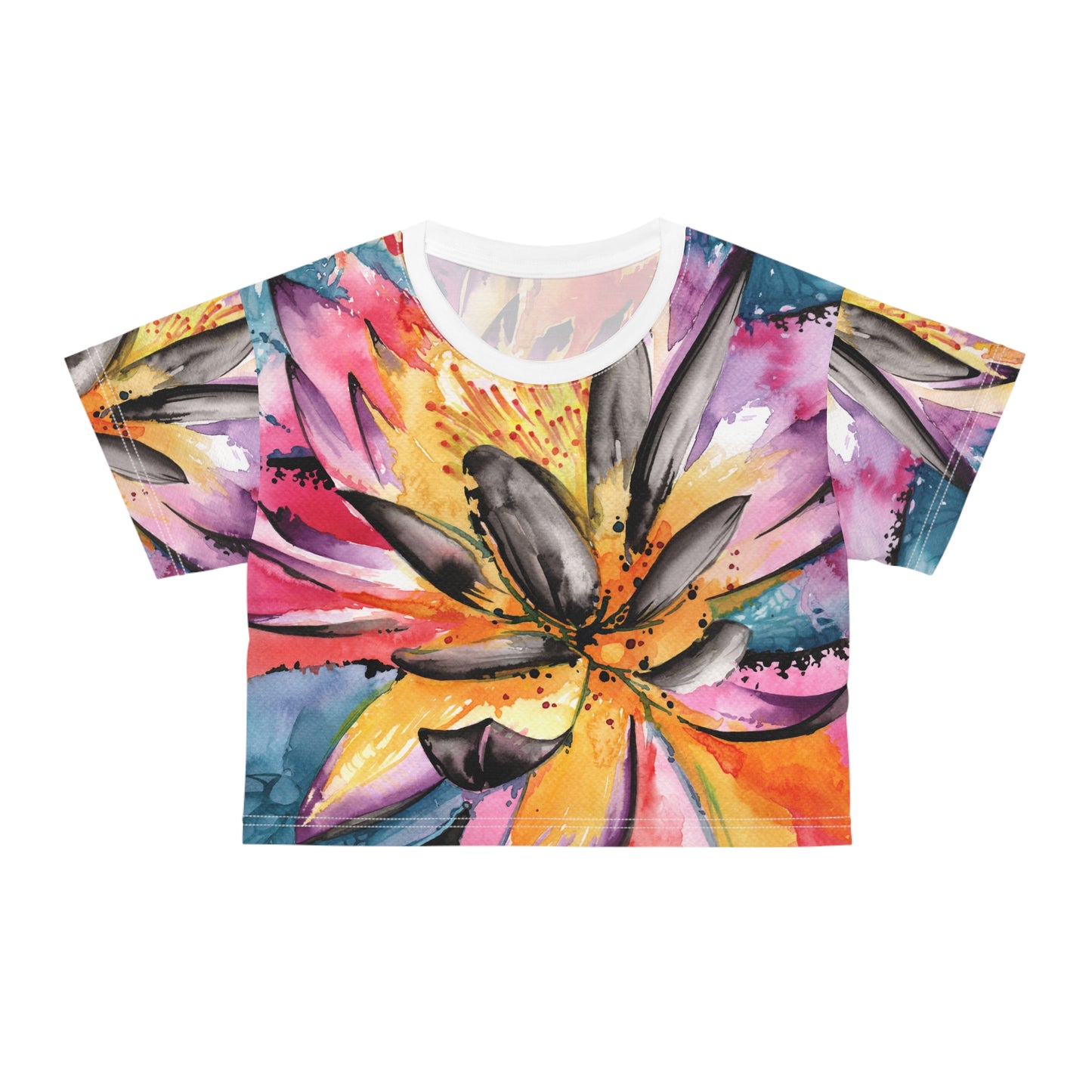 Liquid Flora Lilly Crop Tee (AOP)