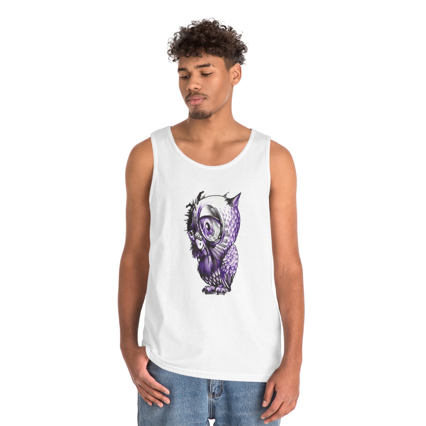 Liquid Ink Owl Unisex Heavy Cotton Tank Top Liquid Ink Owl