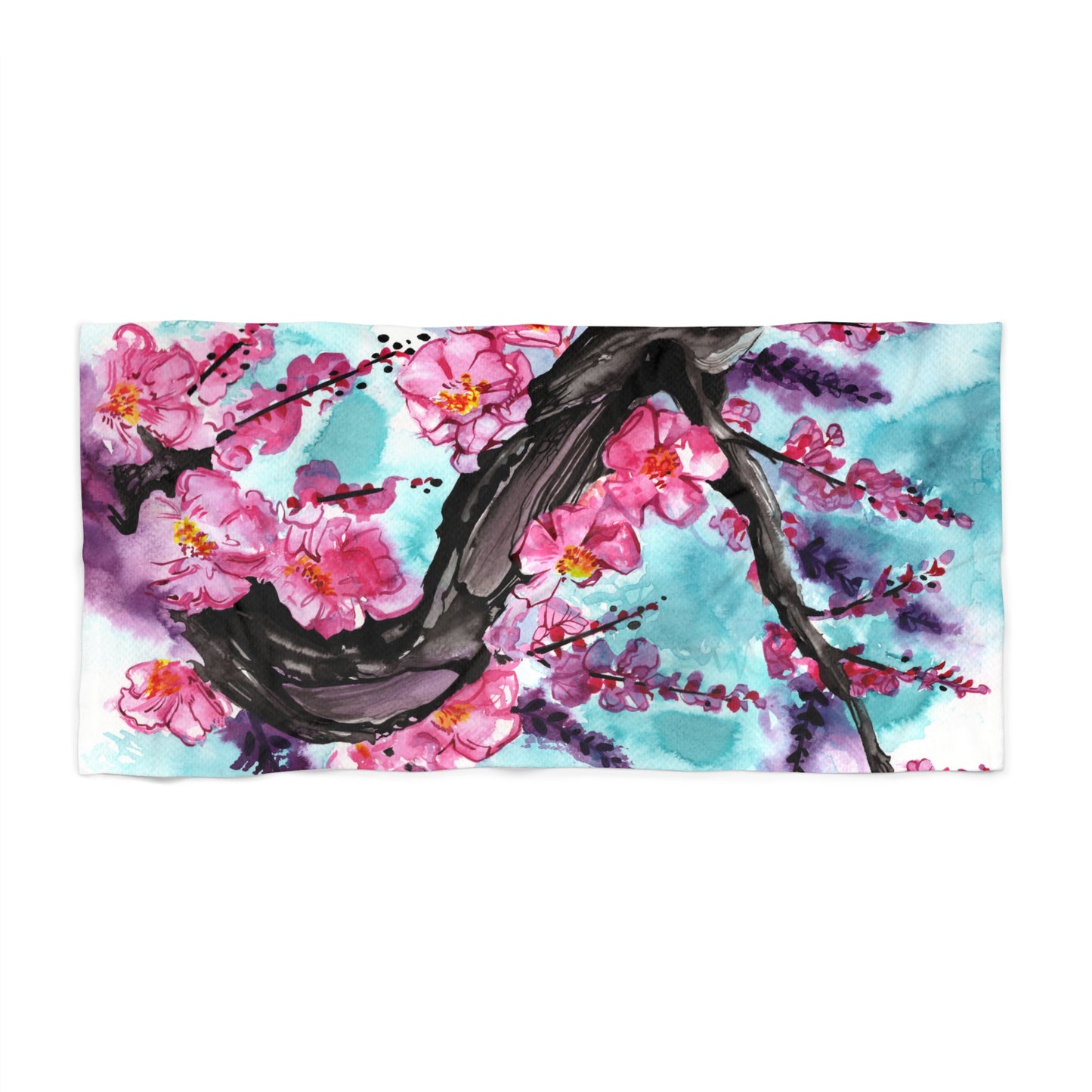 Liquid Flora Cherry Blossom Beach Towel