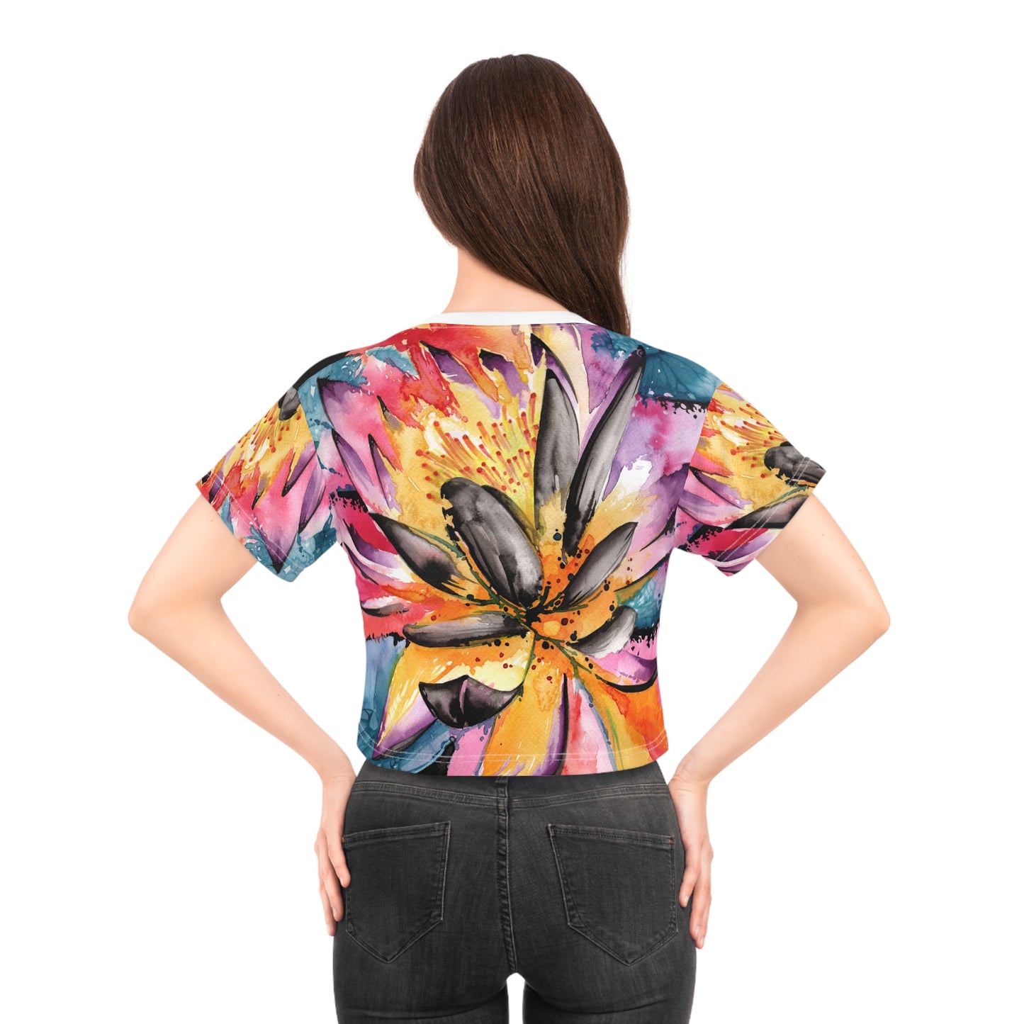 Liquid Flora Lilly Crop Tee (AOP)