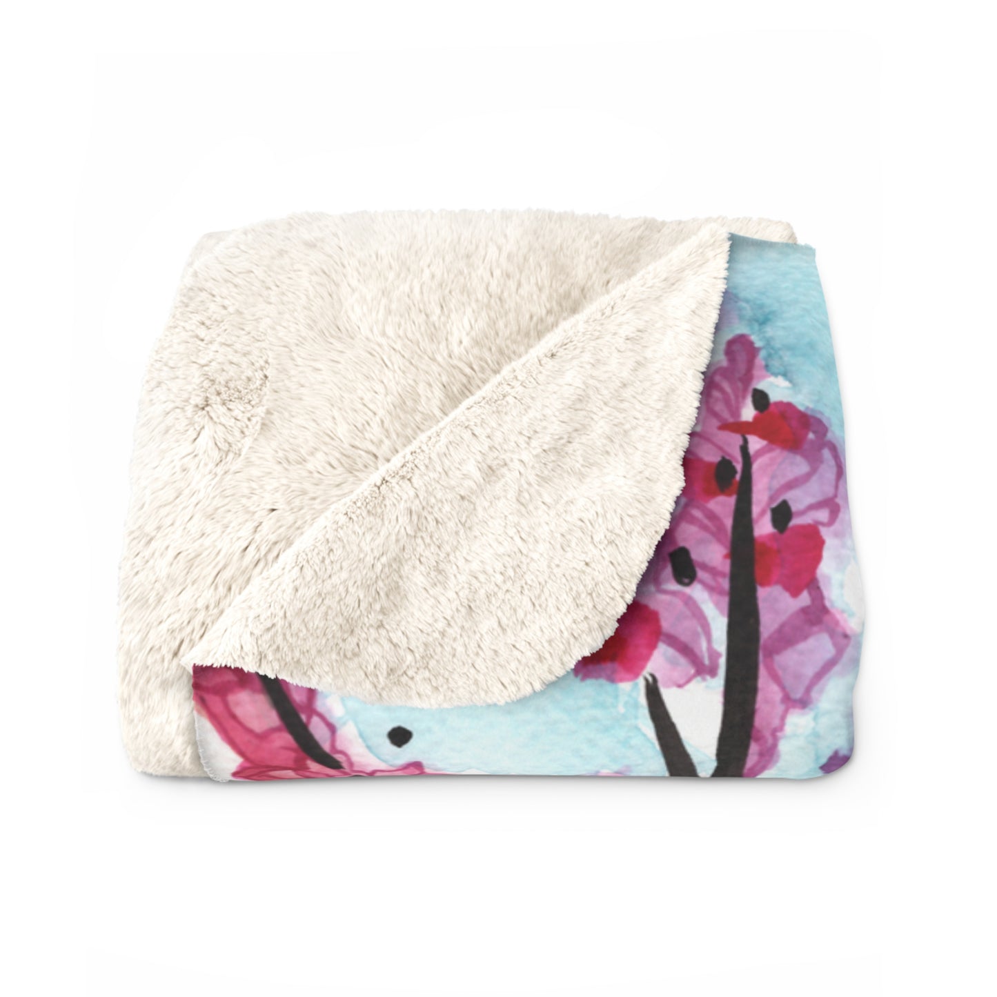 Liquid Flora Cherry Blossom Sherpa Fleece Blanket