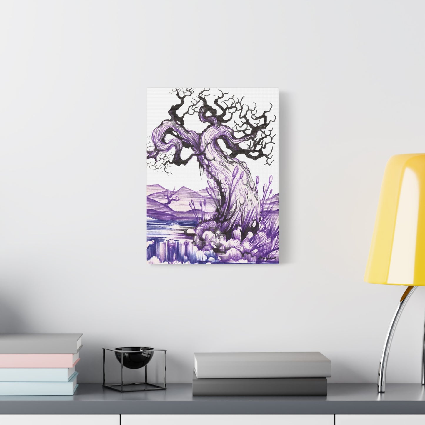 Liquid Ink Purple Tree Matte Canvas, Stretched, 1.25"