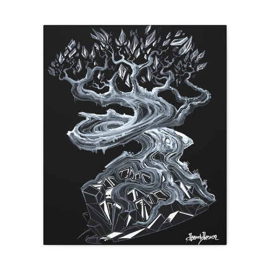 Liquid Trees Crystal Tree Matte Canvas, Stretched, 1.25" Black and White Crystal Tree