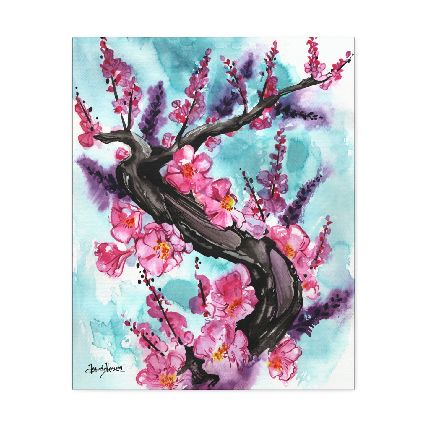 Liquid Flora Cherry Blossom Print on Canvas