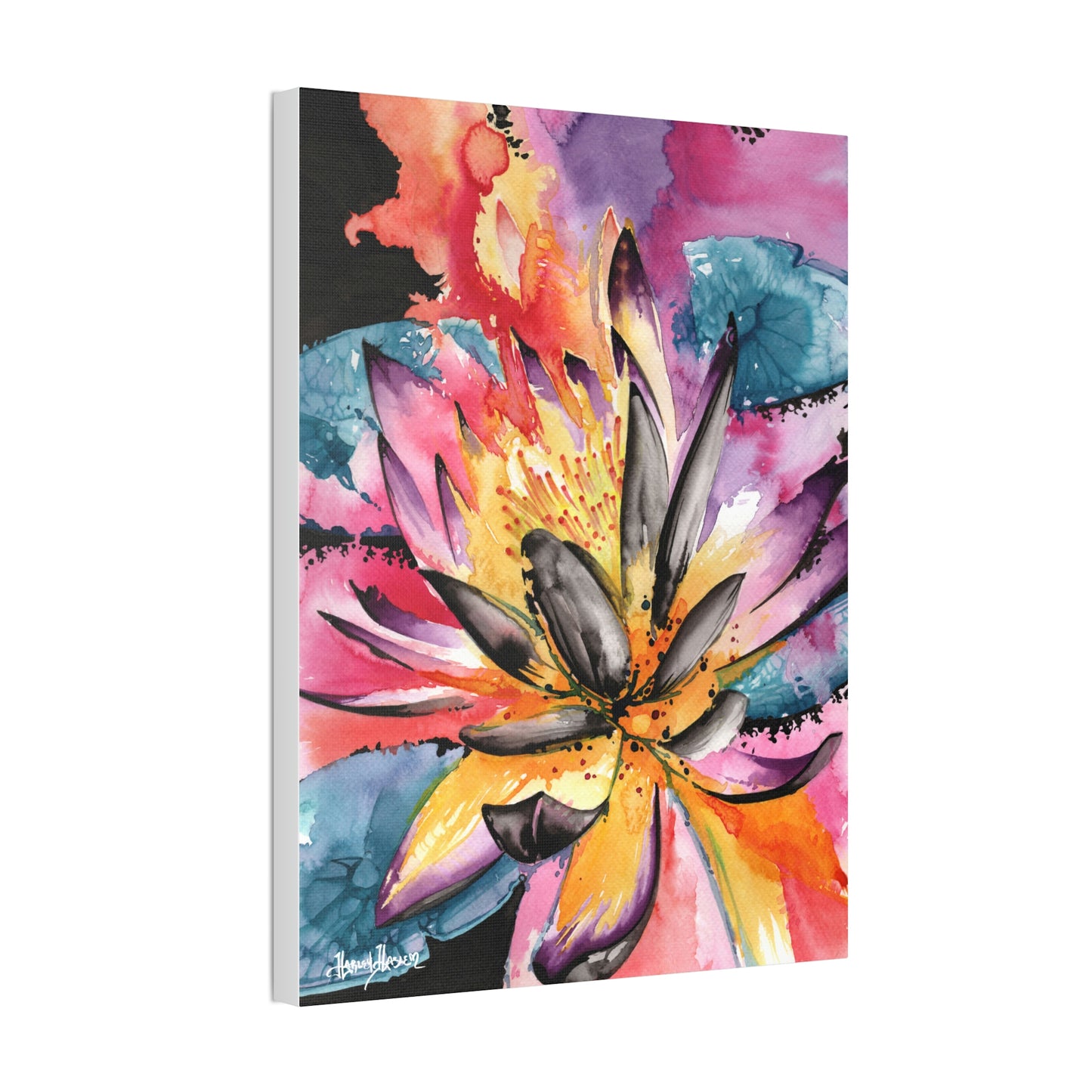 Liquid Flora Water Lily Print on Canvas