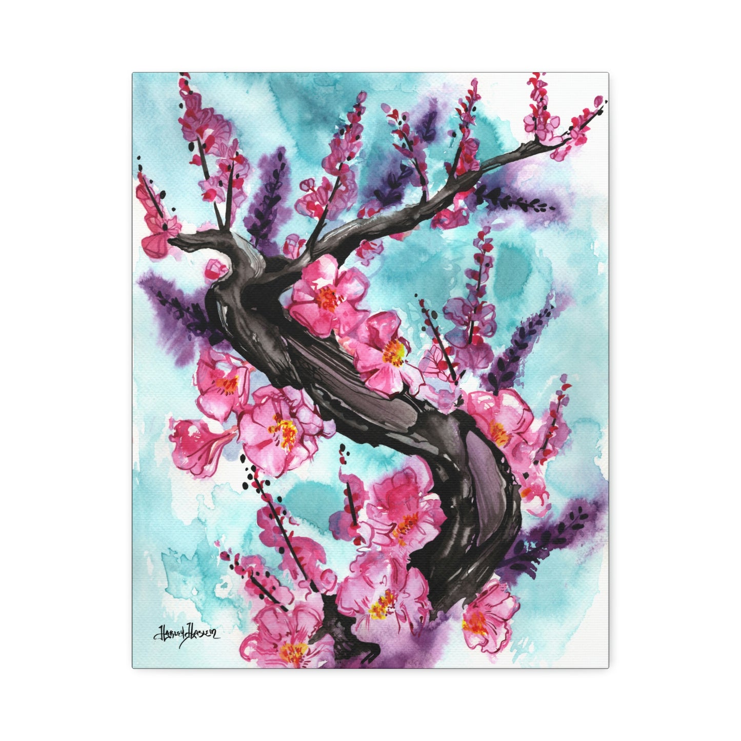 Liquid Flora Cherry Blossom Print on Canvas