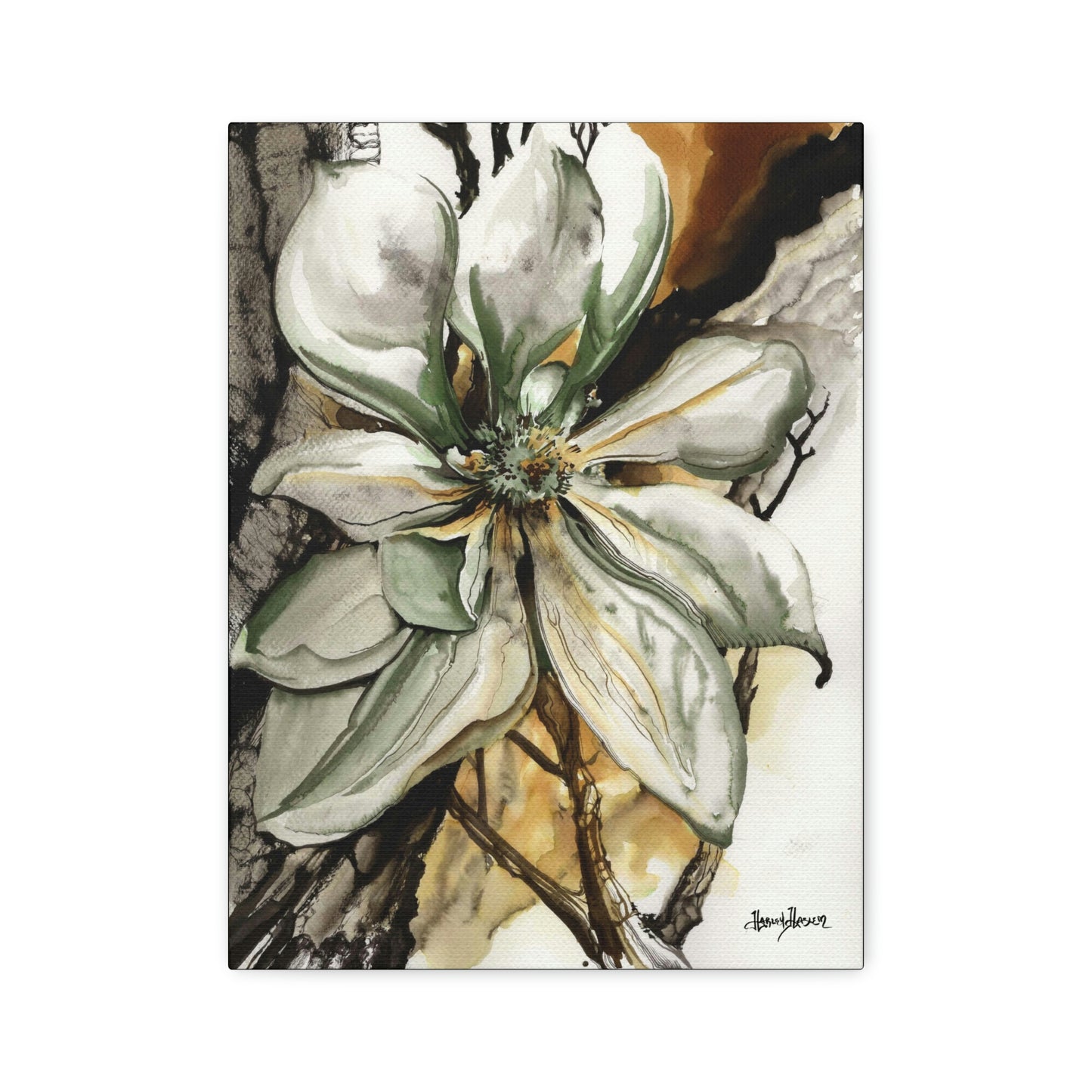 Liquid Flora Magnolia Print on Canvas