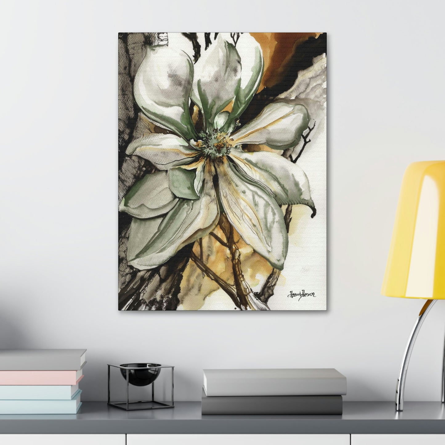 Liquid Flora Magnolia Print on Canvas