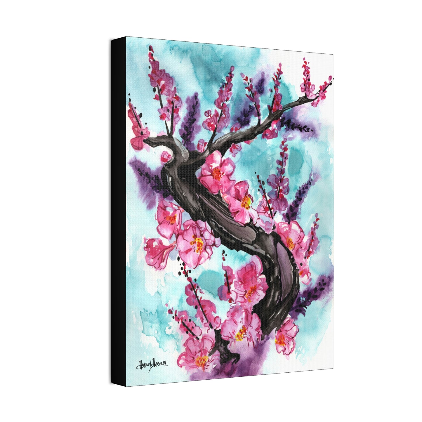 Liquid Flora Cherry Blossom Print on Canvas