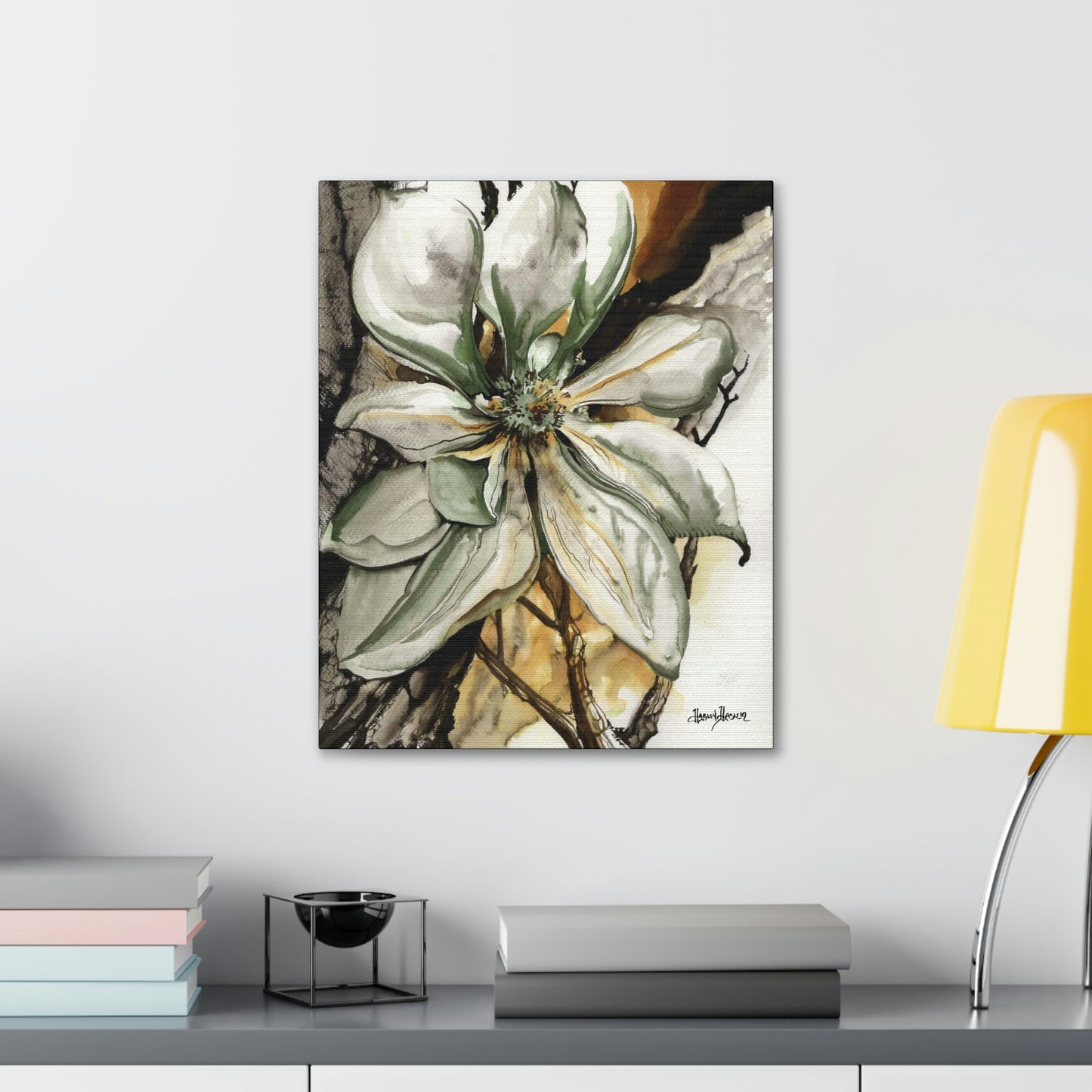 Liquid Flora Magnolia Print on Canvas