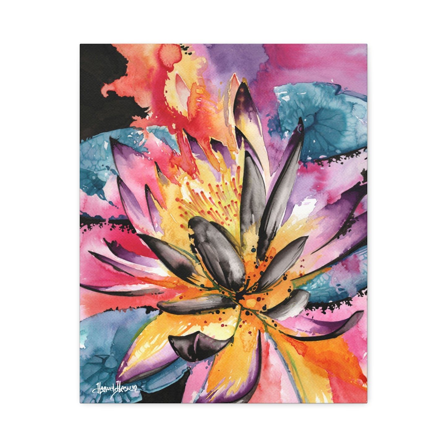 Liquid Flora Water Lily Print on Canvas