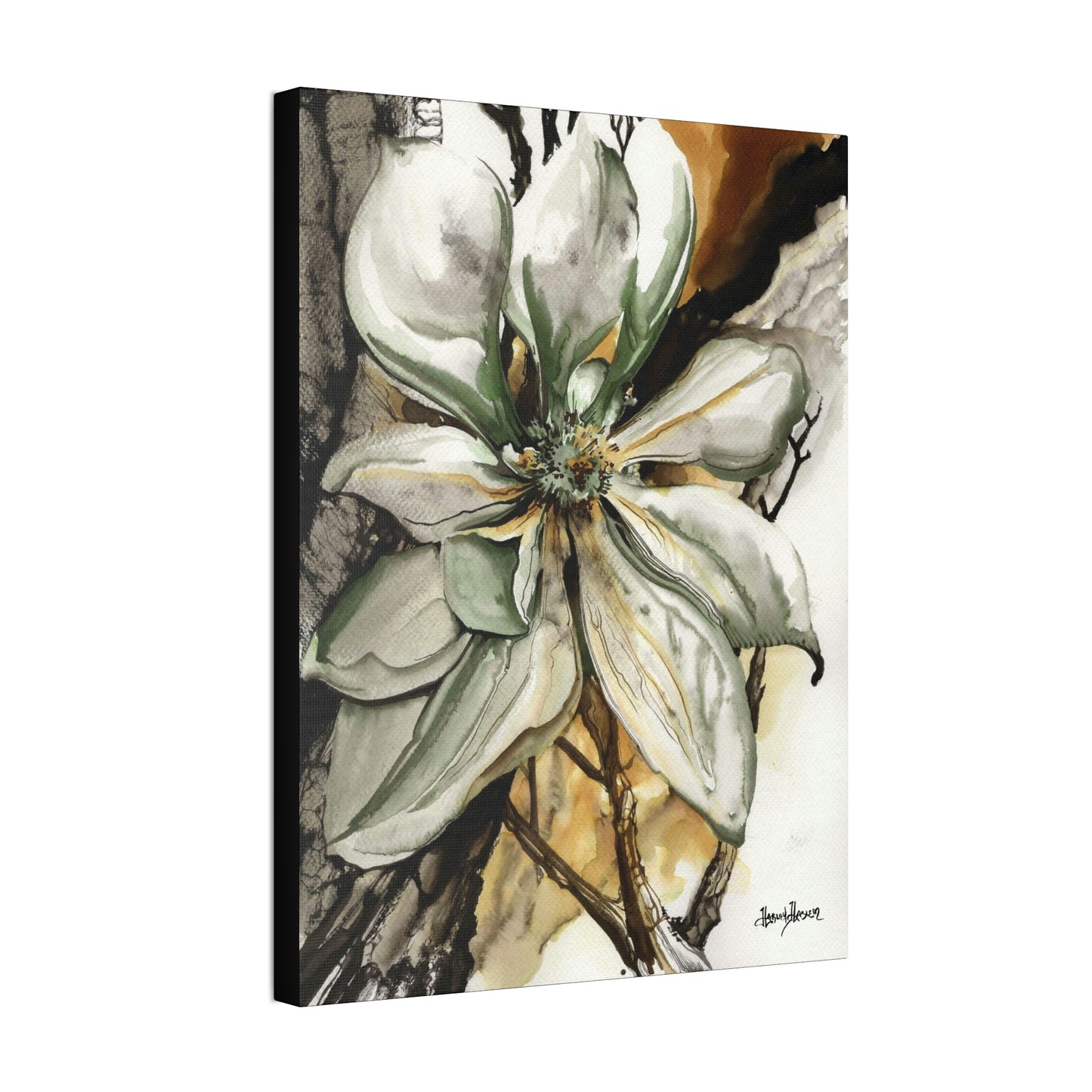 Liquid Flora Magnolia Print on Canvas