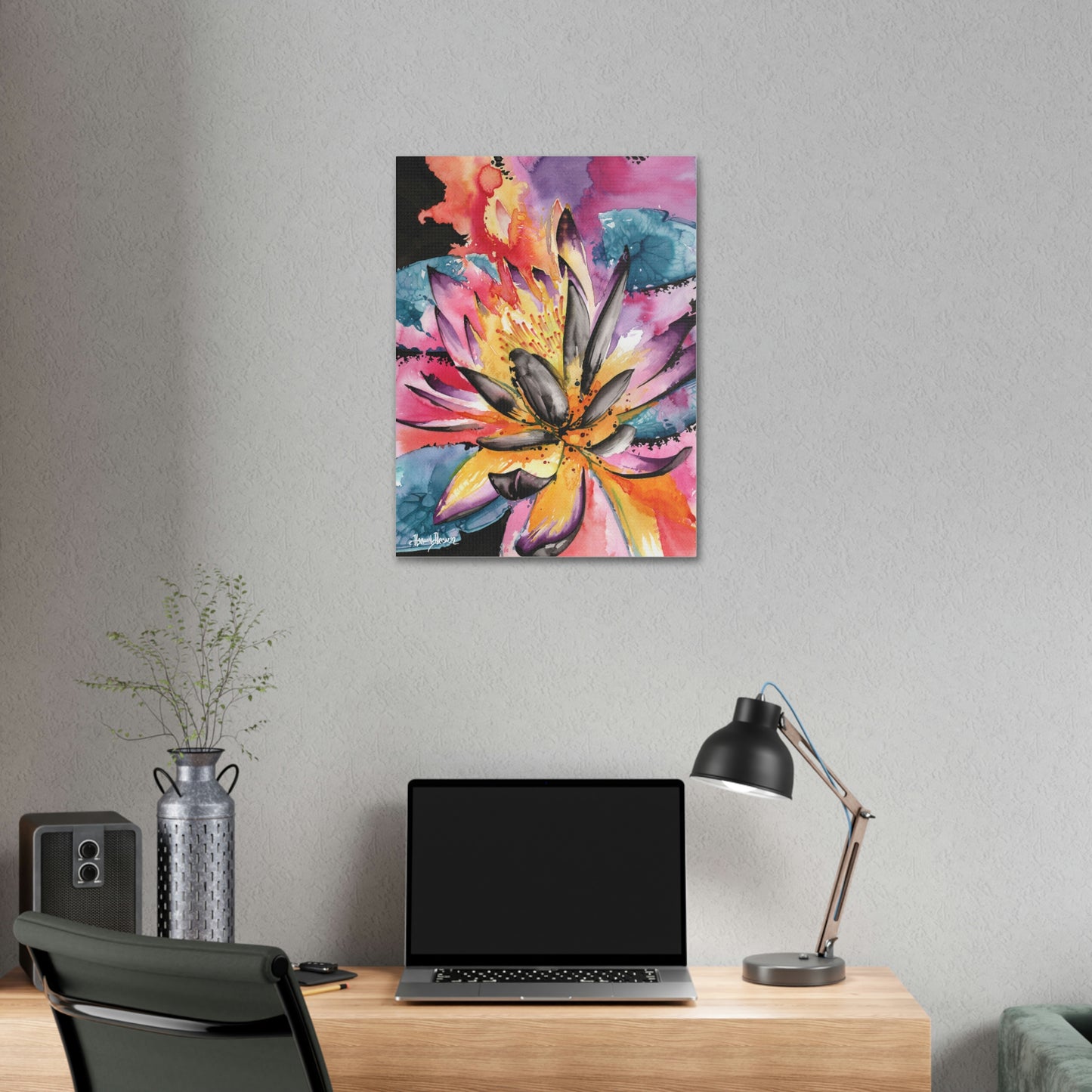 Liquid Flora Water Lily Print on Canvas