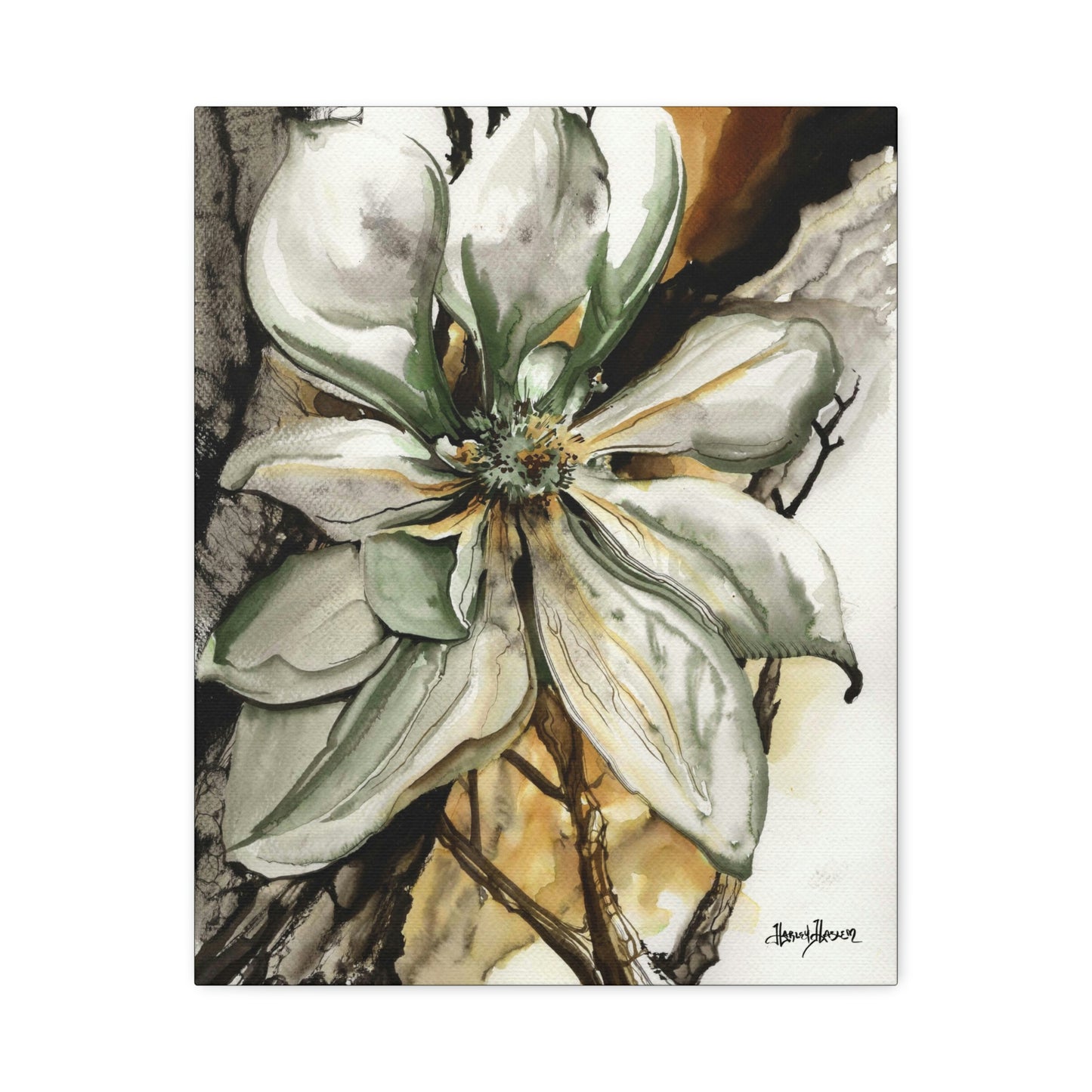 Liquid Flora Magnolia Print on Canvas