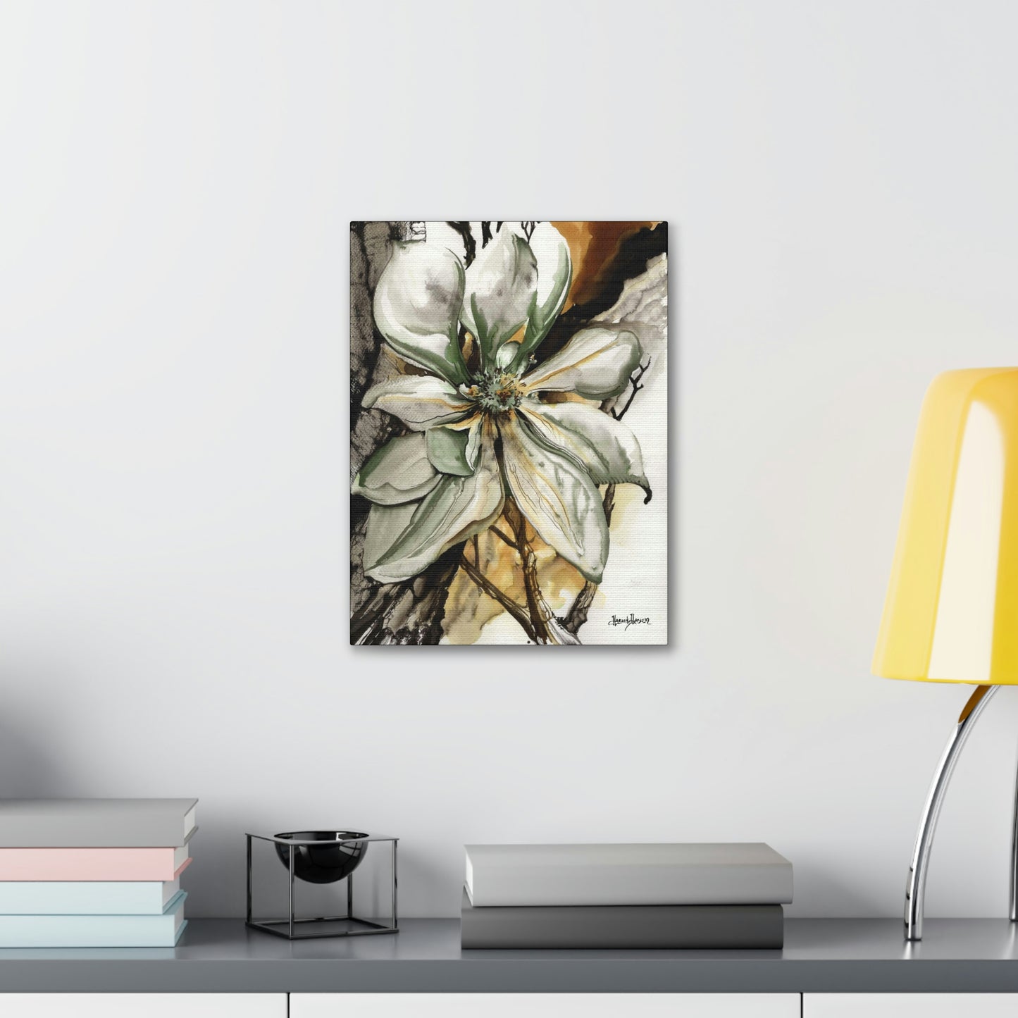 Liquid Flora Magnolia Print on Canvas