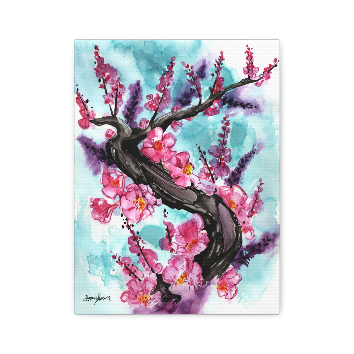 Liquid Flora Cherry Blossom Print on Canvas