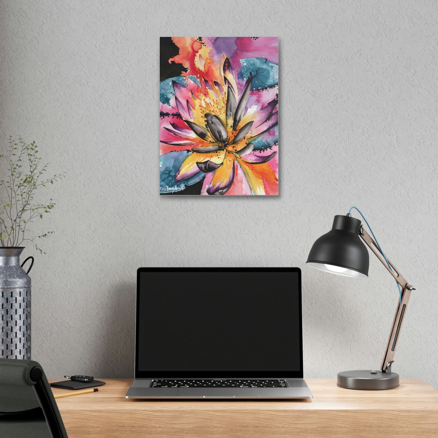 Liquid Flora Water Lily Print on Canvas