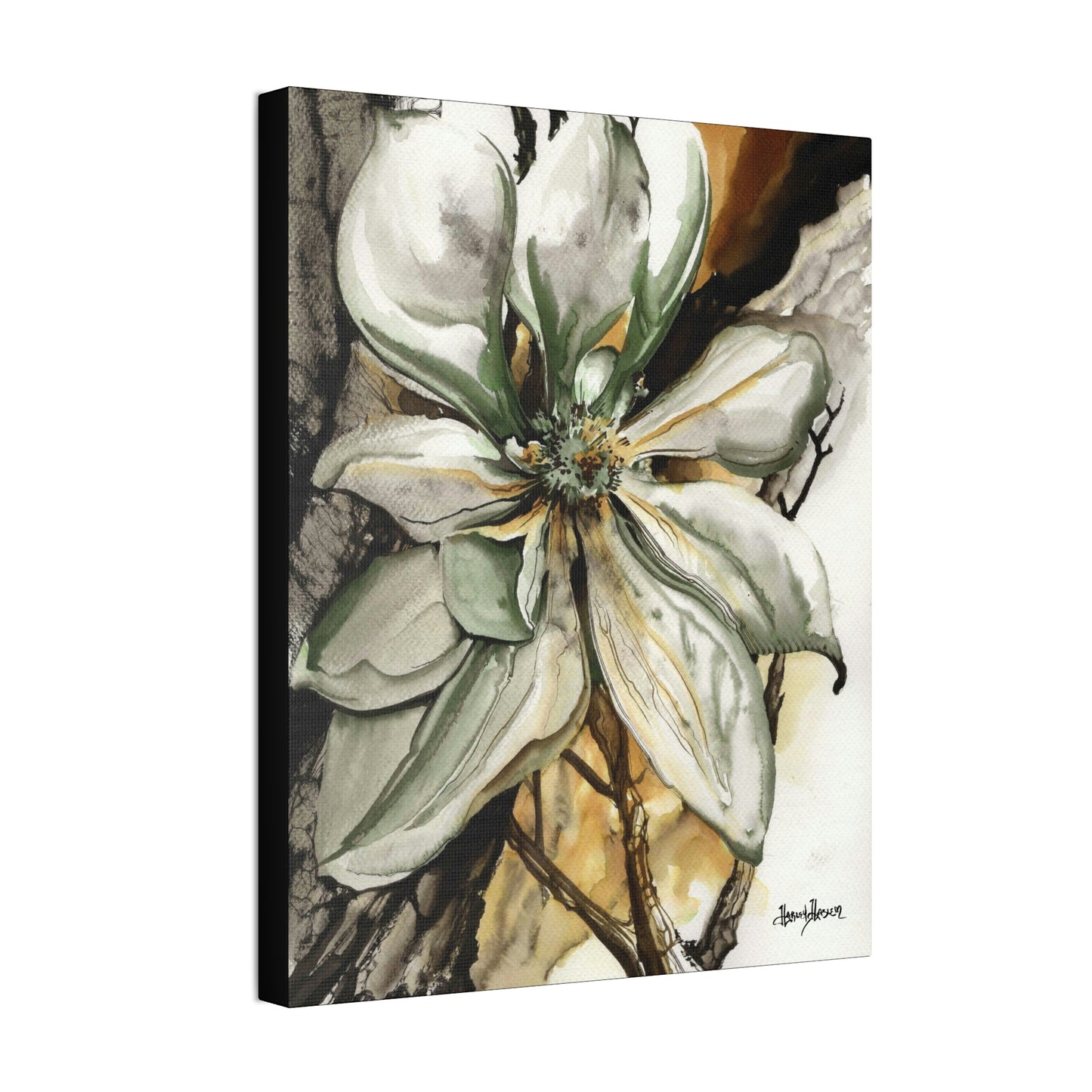 Liquid Flora Magnolia Print on Canvas