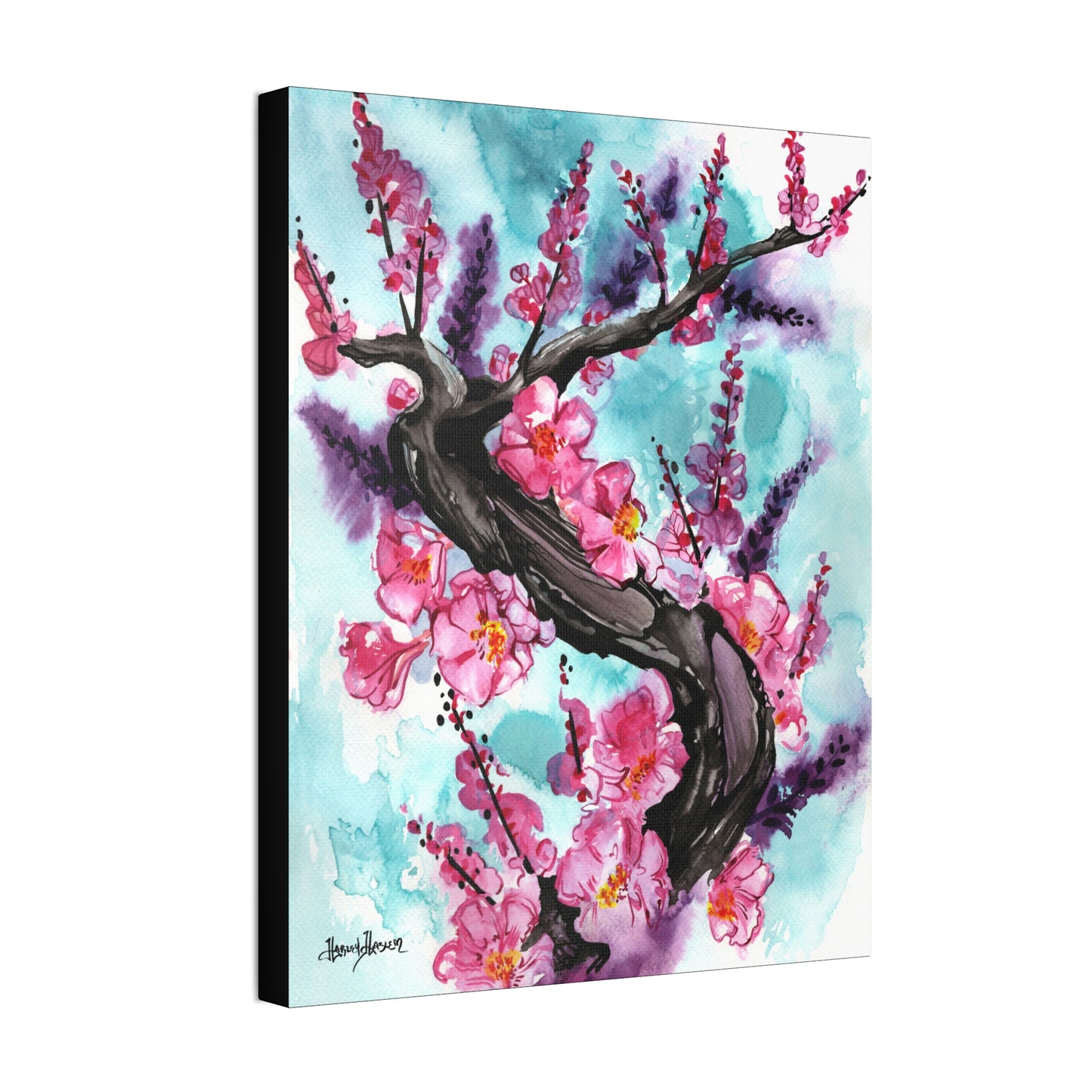 Liquid Flora Cherry Blossom Print on Canvas