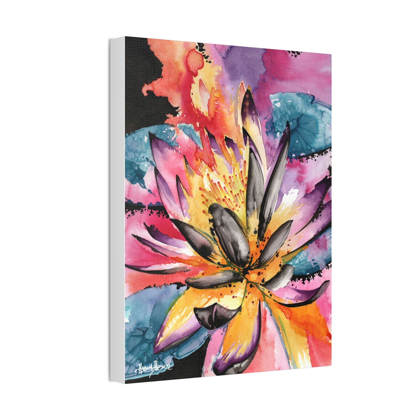 Liquid Flora Water Lily Print on Canvas