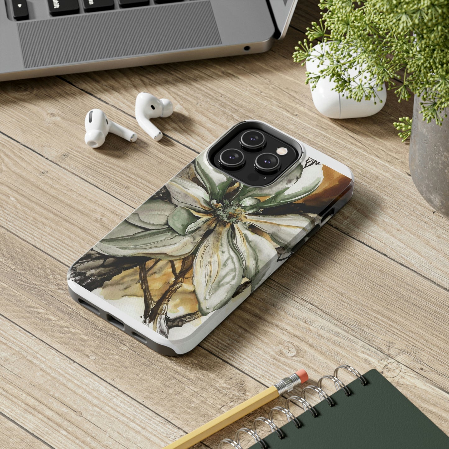 Liquid Flora Magnolia Tough iPhone Case