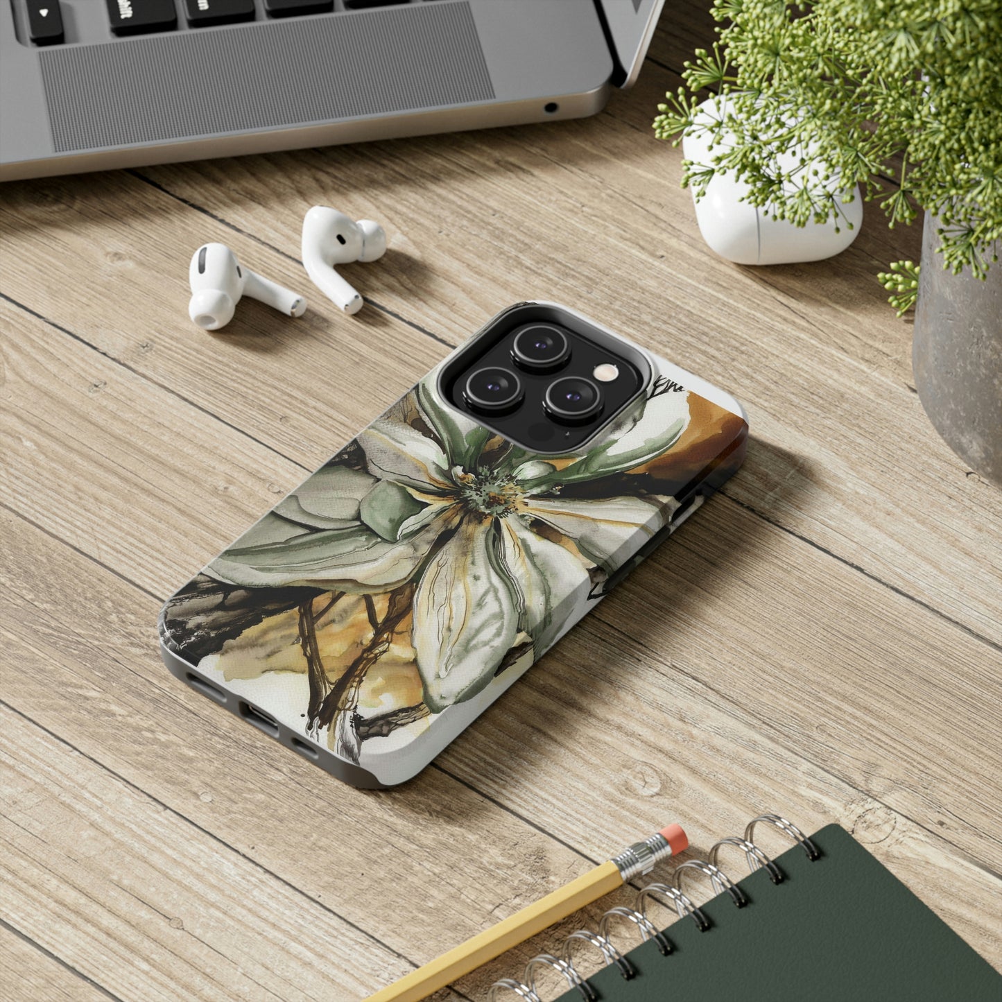 Liquid Flora Magnolia Tough iPhone Case