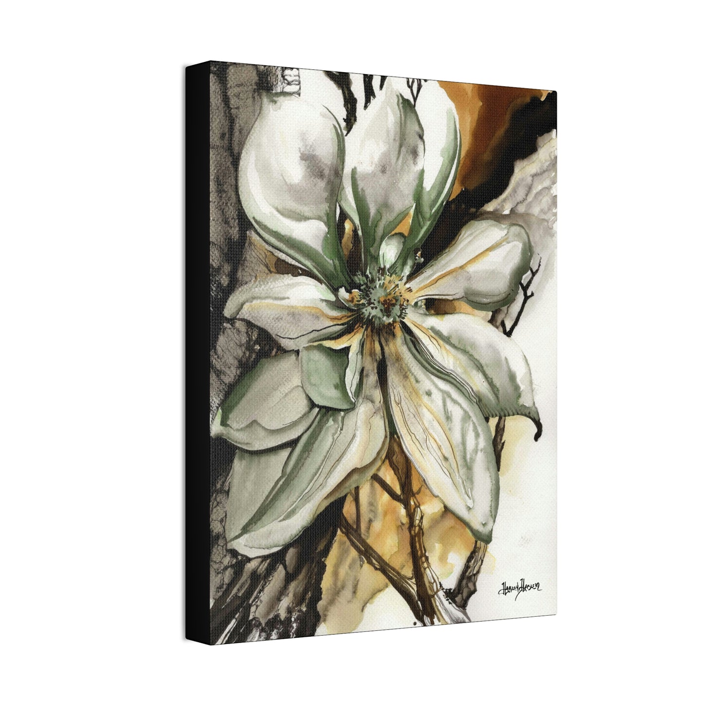 Liquid Flora Magnolia Print on Canvas