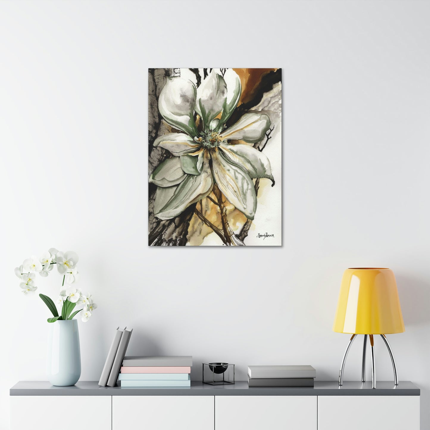 Liquid Flora Magnolia Print on Canvas