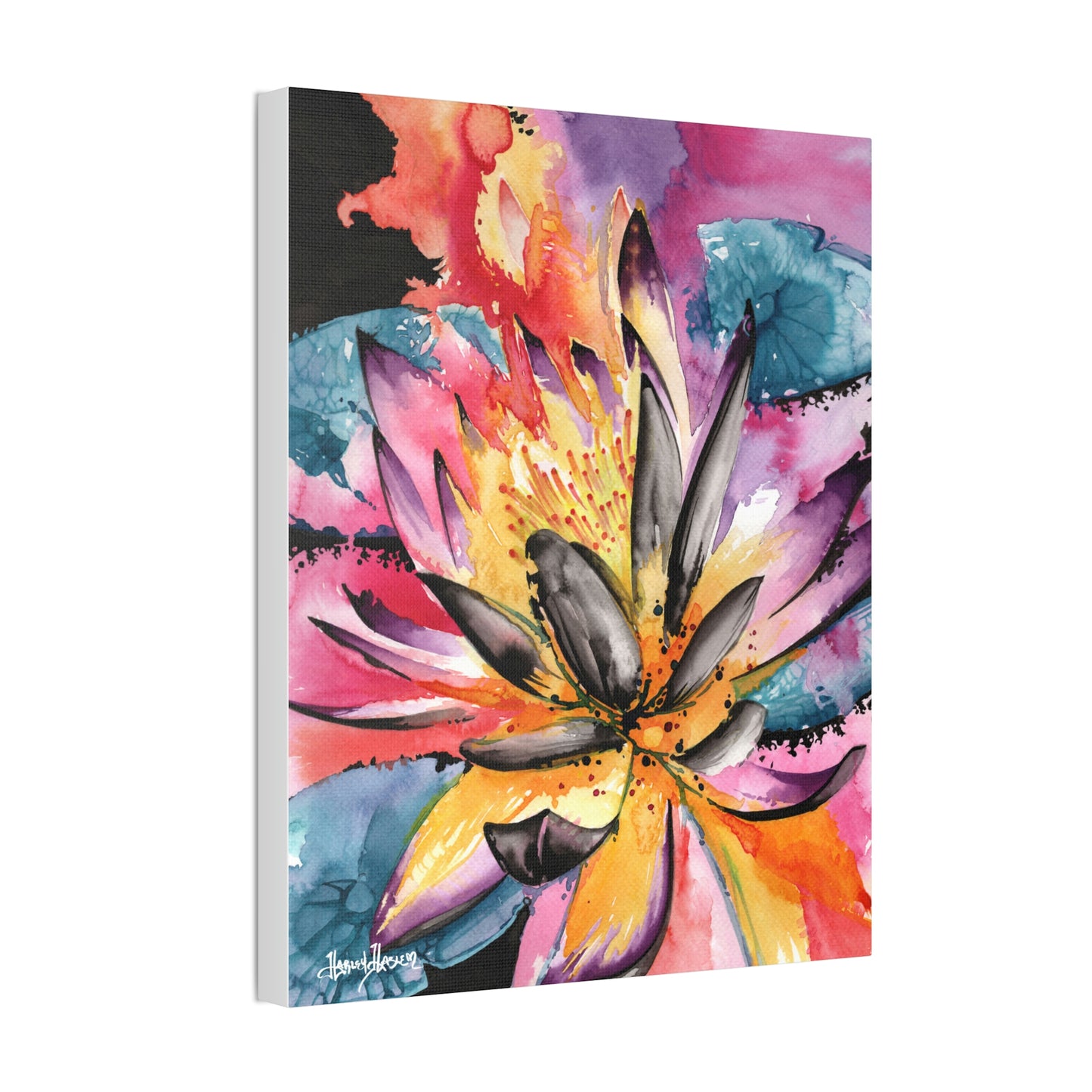 Liquid Flora Water Lily Print on Canvas