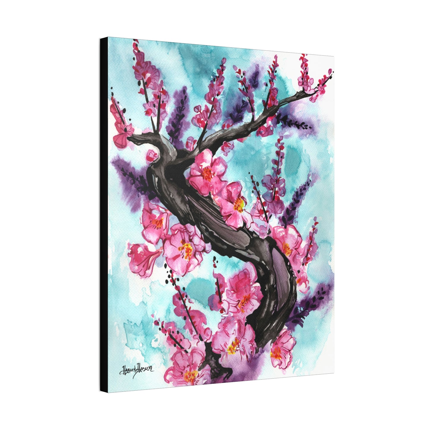 Liquid Flora Cherry Blossom Print on Canvas