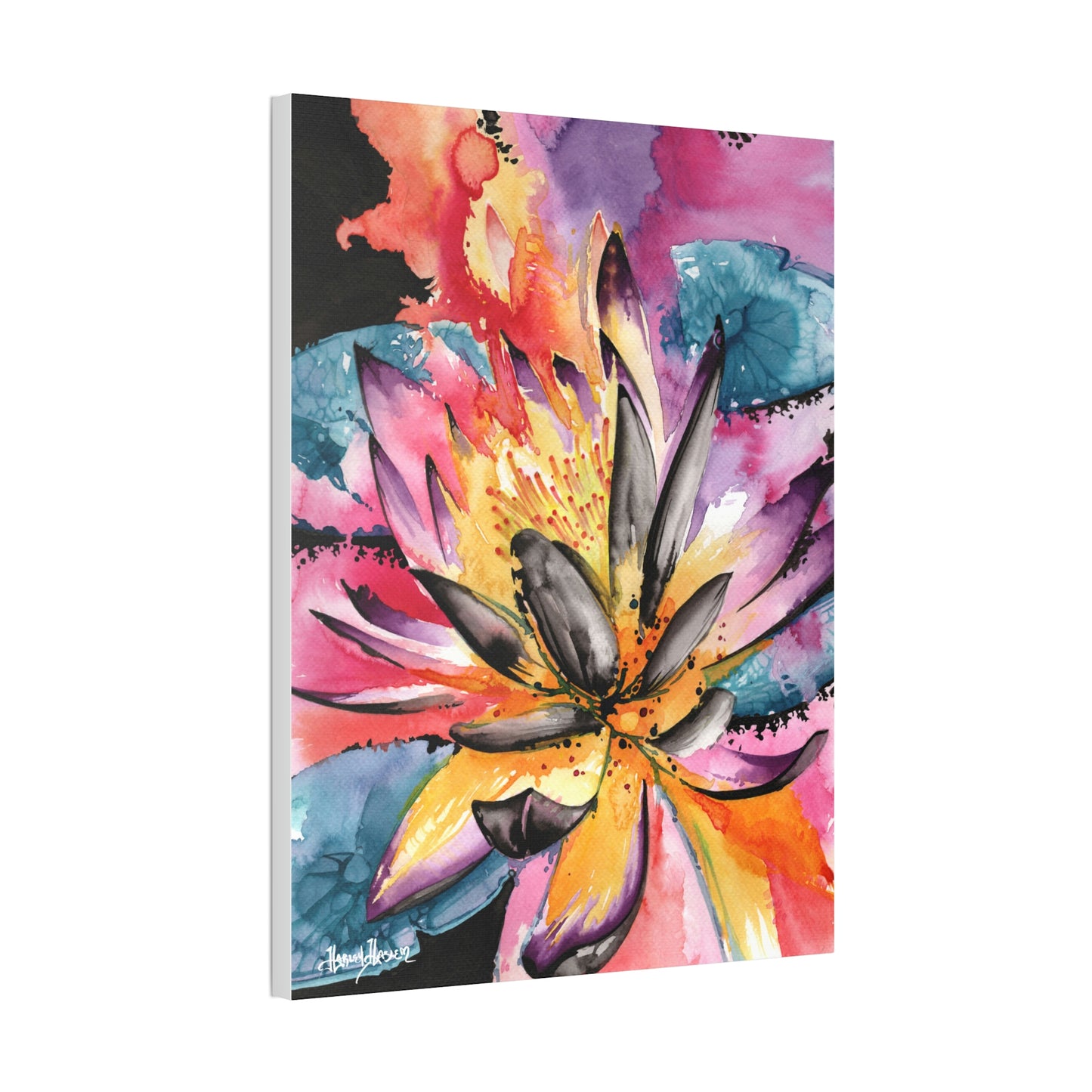 Liquid Flora Water Lily Print on Canvas