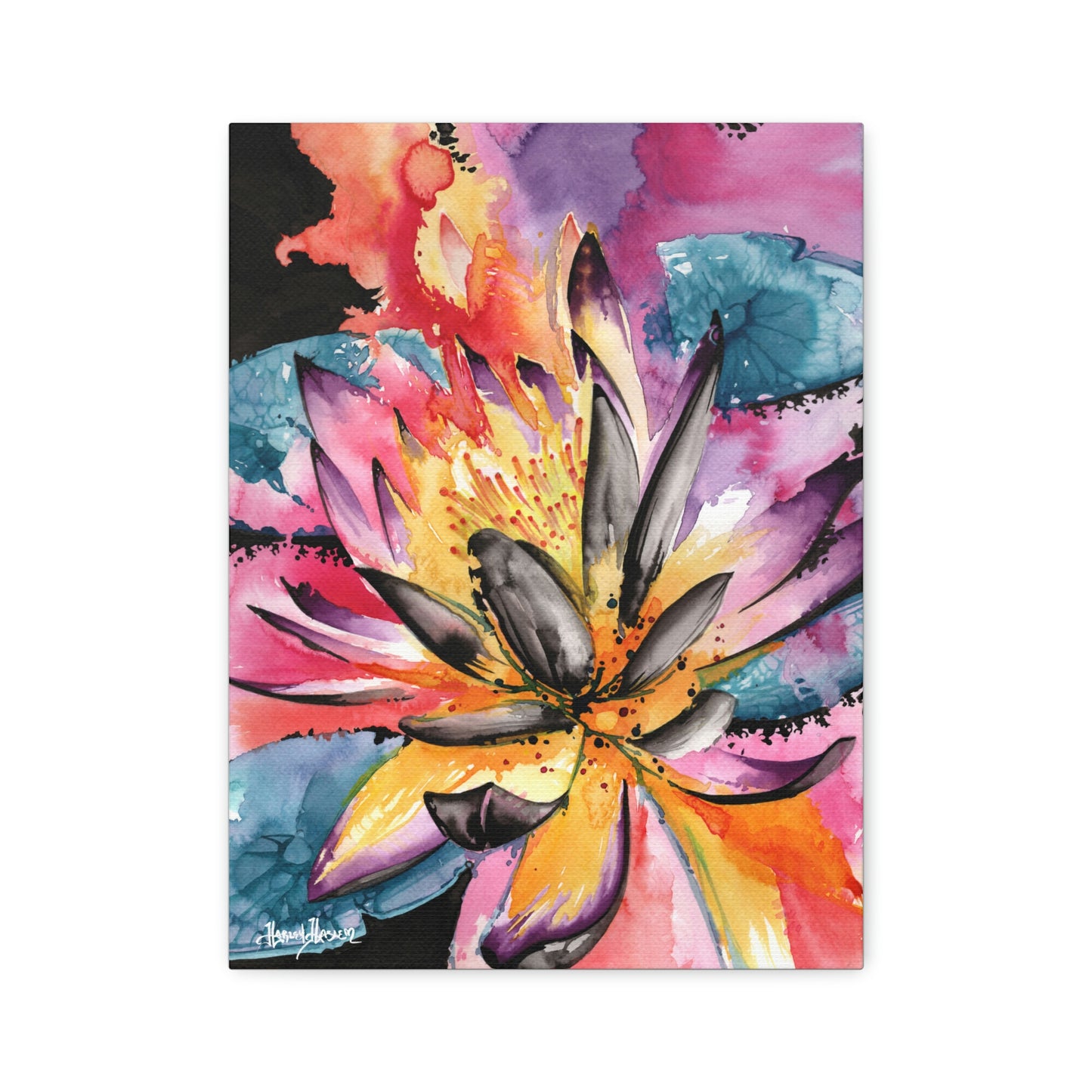 Liquid Flora Water Lily Print on Canvas