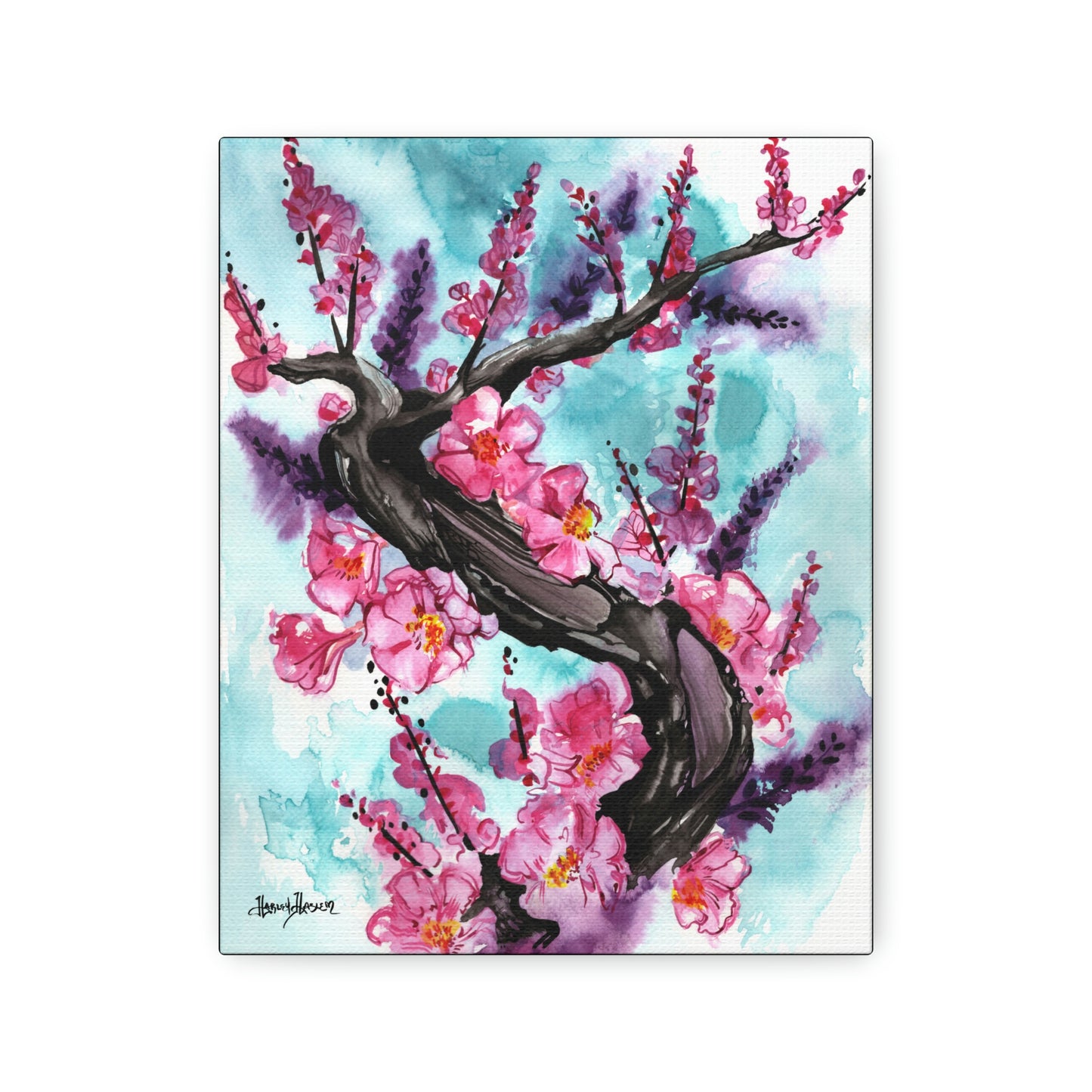 Liquid Flora Cherry Blossom Print on Canvas