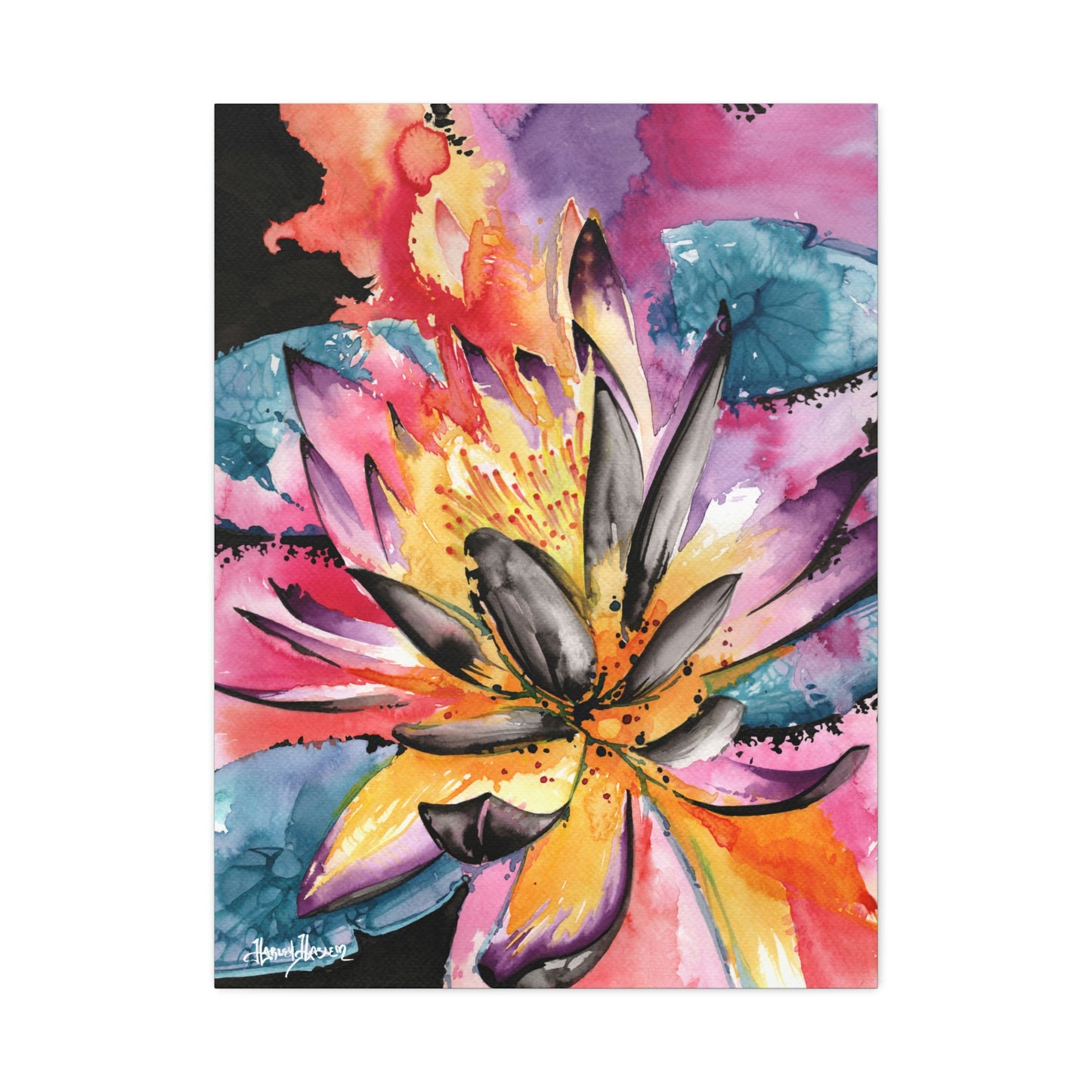 Liquid Flora Water Lily Print on Canvas