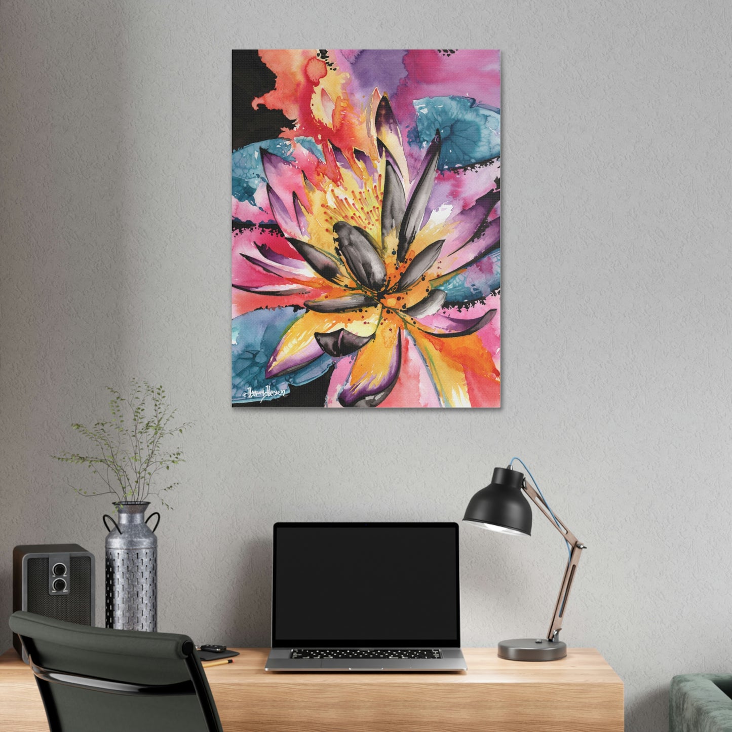 Liquid Flora Water Lily Print on Canvas