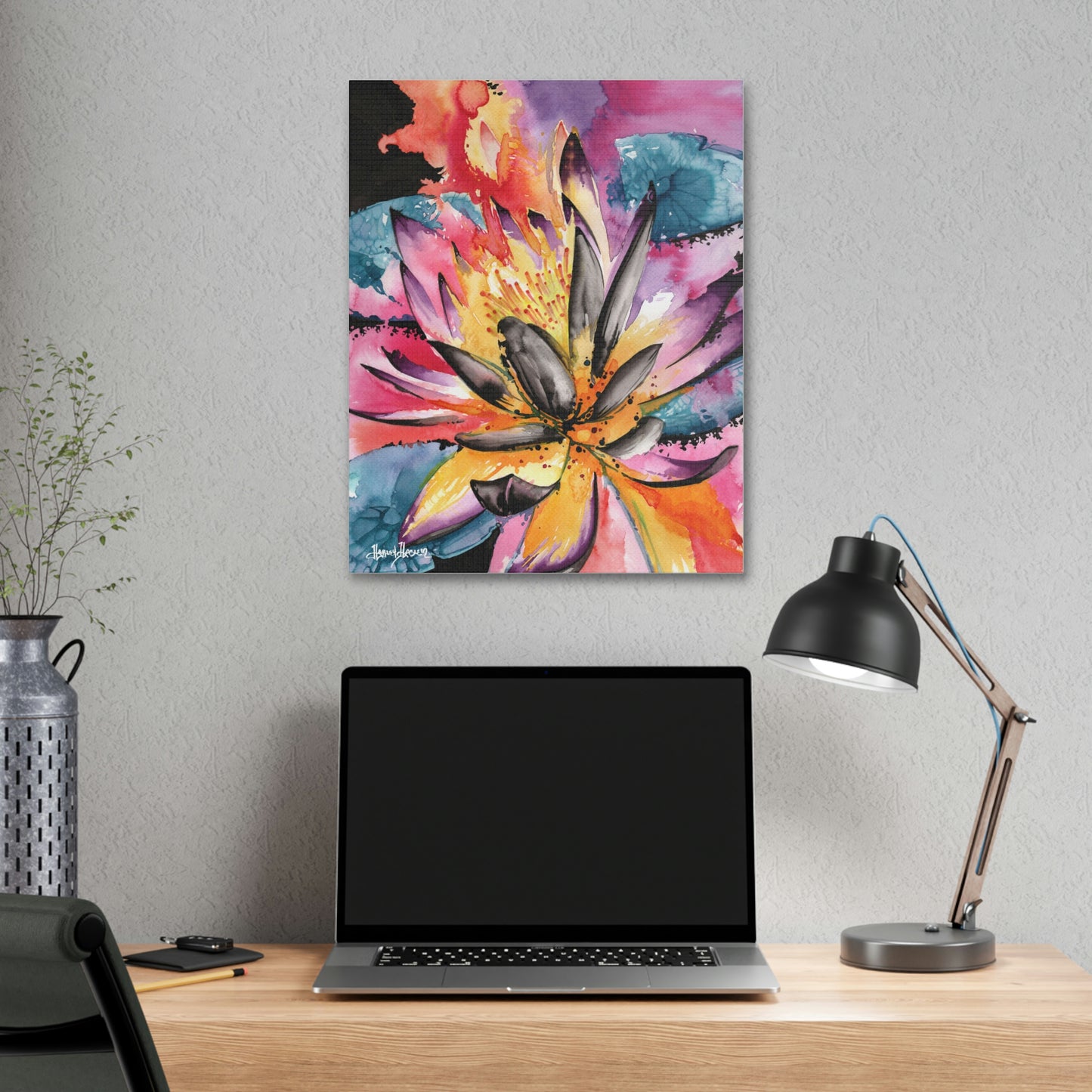 Liquid Flora Water Lily Print on Canvas